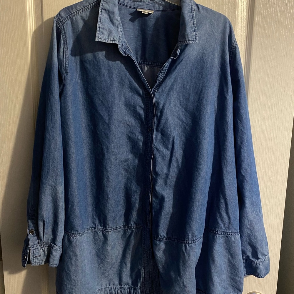 Avenue Ombre Printed Button Down Demin Shirt size 22/24